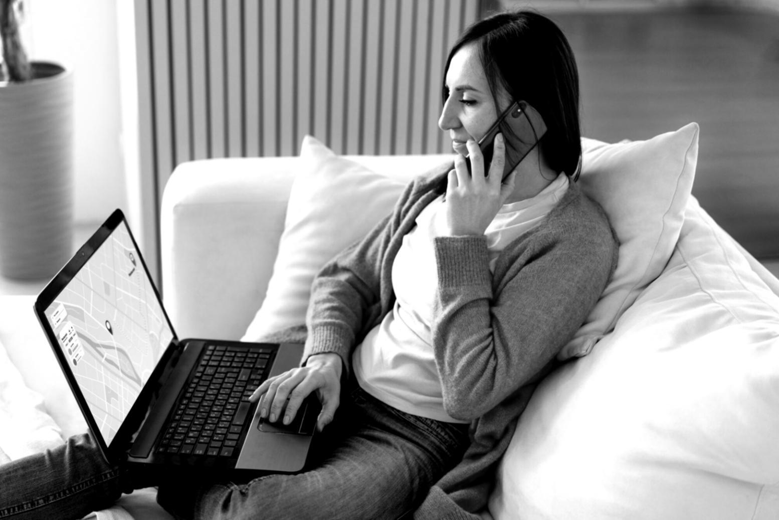 Students working on mobile app testing projects in our modern learning lab